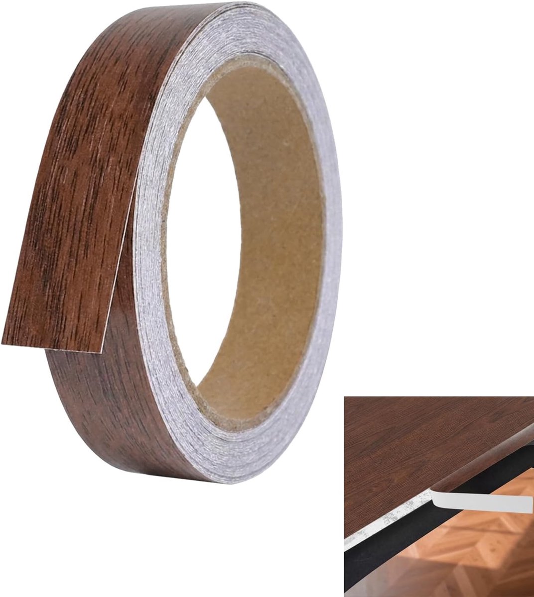 Walnoot Fineerrandband 10m voor Houtafwerking en Meubelrestauratie, DIY Houtnerf Reparatietape met Naadloze Walnootafwerking