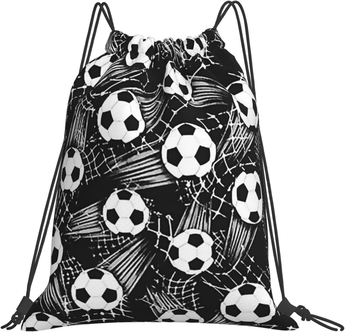 Trekkoord Rugzak Voetbal Trekkoord Tassen Trekkoord Rugzak Sport Gym Tas Voor Vrouwen Mannen Rugzakken Zwemmen Tas Voor Strand, Zwart, Eén maat