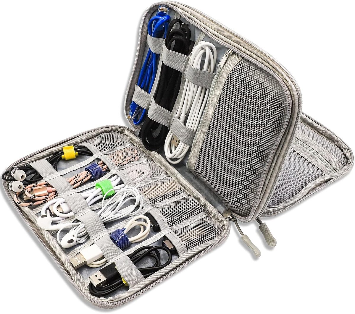 Multifunctionele Kabel Organizer voor Reizen, Waterdichte Accessoires voor Opladers, Mobiele Telefoons en Powerbanks, Ideaal voor Vakanties, Grijs, 24 x 17 cm, Kabeltassen