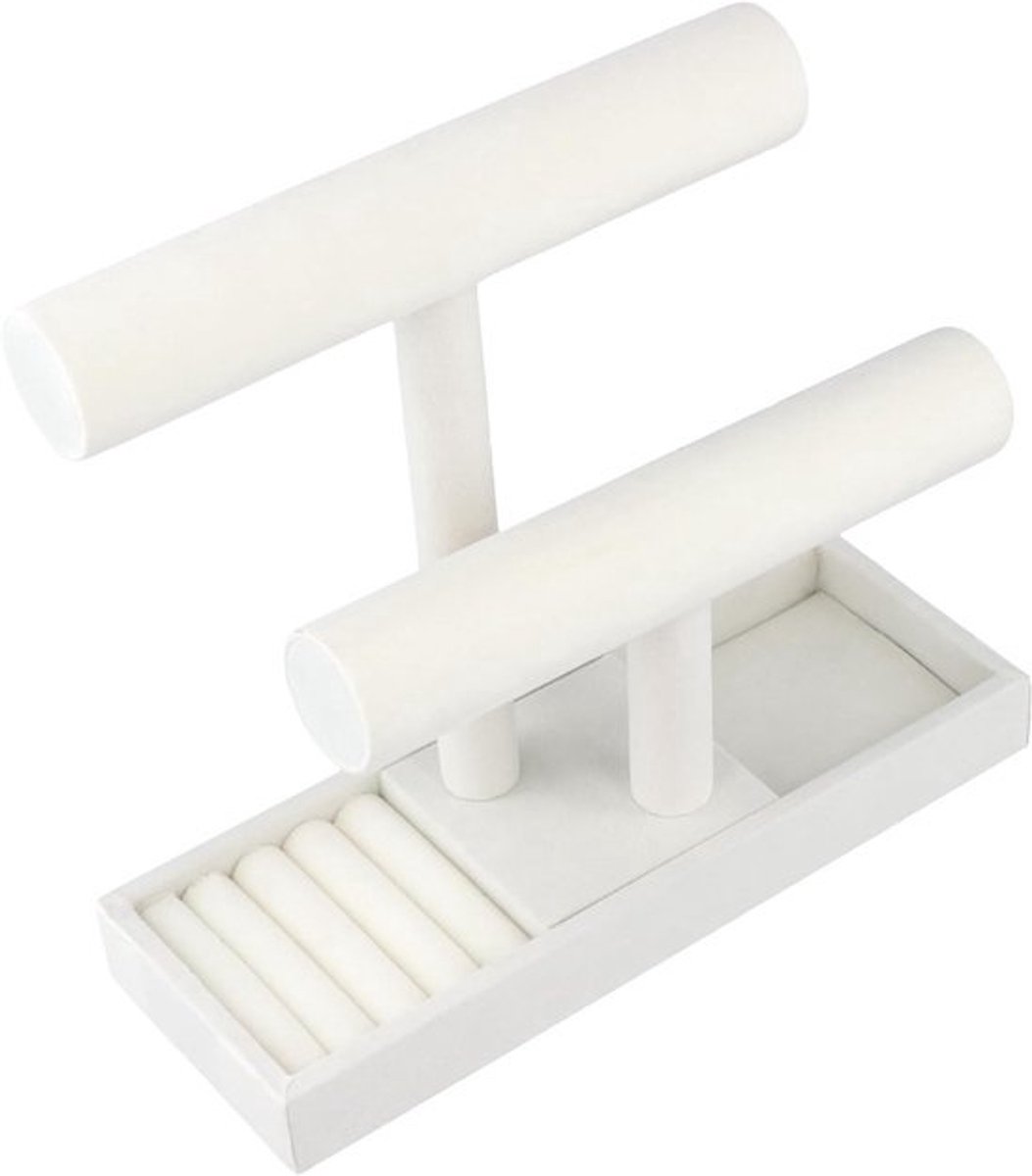 Sieradenhouder met tray - Voor het opbergen van kettingen, armbanden en ringen - Elegante standaard voor hand- en halsjuwelen