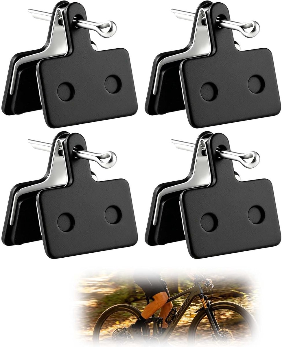 4 paar fietsremblokken, lange levensduur, voor mountainbike en racefiets, organische en semi-metalen remblokken, hoge levensduur, stabiele prestaties, eenvoudige installatie voor MT200, MT400, MT500