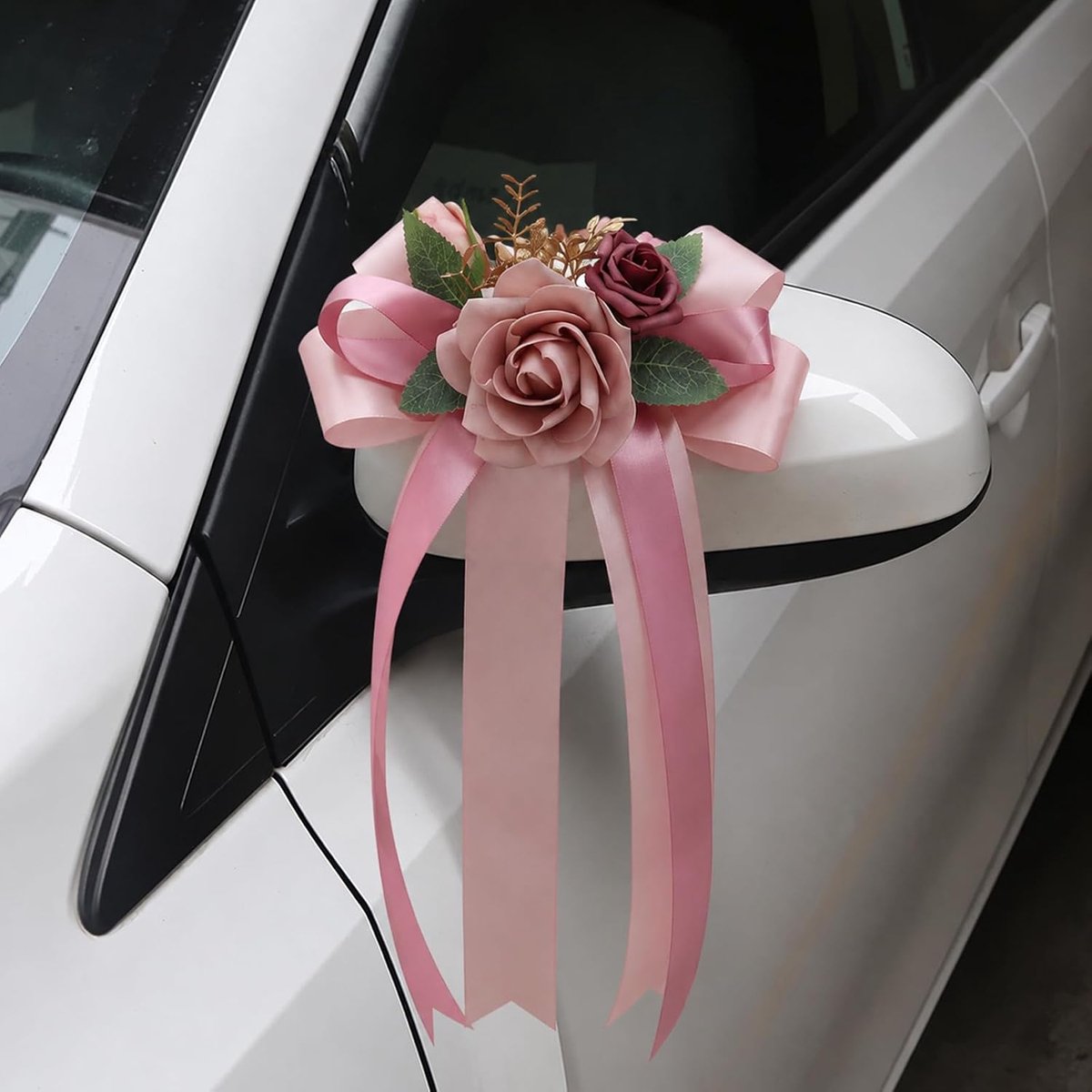 2 stuks bruiloftsautoversiering met zuignappen (roze)