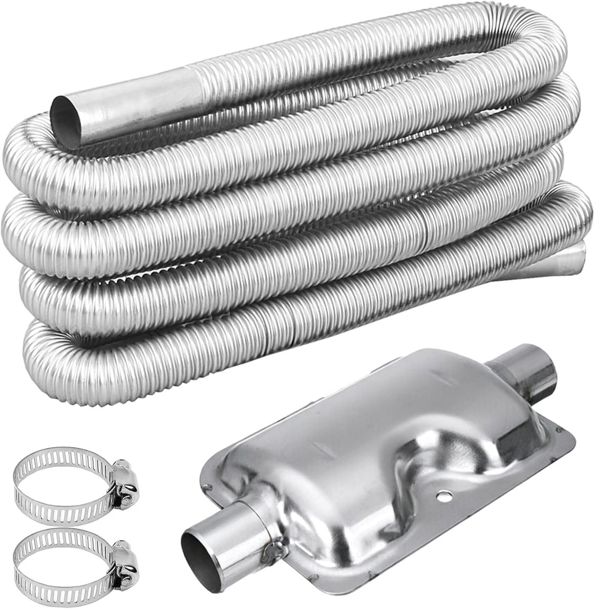 Uitlaatpijp 1 m / 2 m / 3 m - roestvrijstaal - geluiddemper - voor dieselverwarmers in campers - ShopVlot