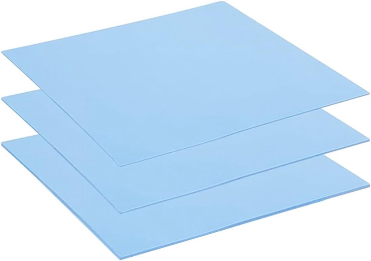 3 stuks warmtegeleidende silicium pads van 100 x 100 mm, herbruikbaar, met diktes van 0.5/1/1.5 mm voor optimale thermische geleiding