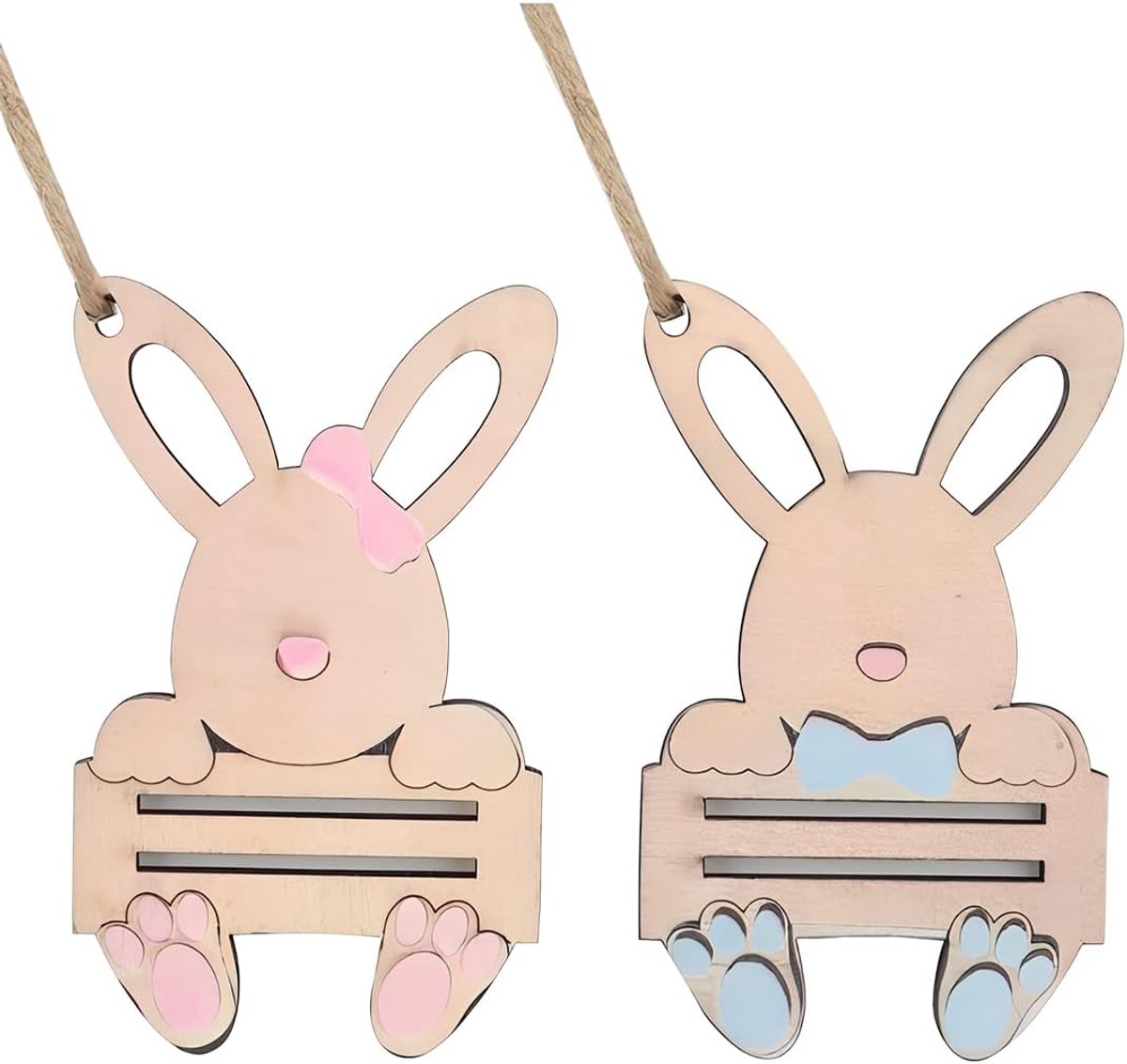 2 stuks Paashaas Geld Cadeau, Houten Paashanger Cadeaulabel Paasdecoratie Paasgeld Cadeau, Paashaas Geld Cadeau, Paasgeld Cadeaus