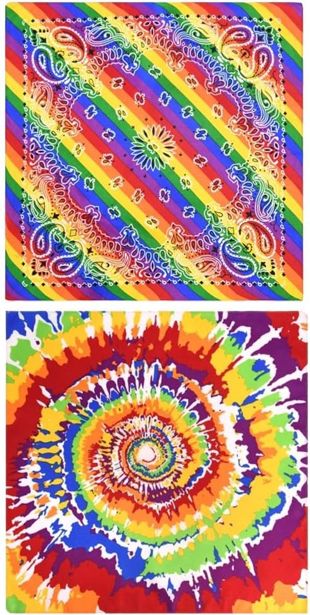 2 stuks glanzende vierkante sjaal, vierkante regenboogsjaal, sjaal van decoratie tulband op de tas