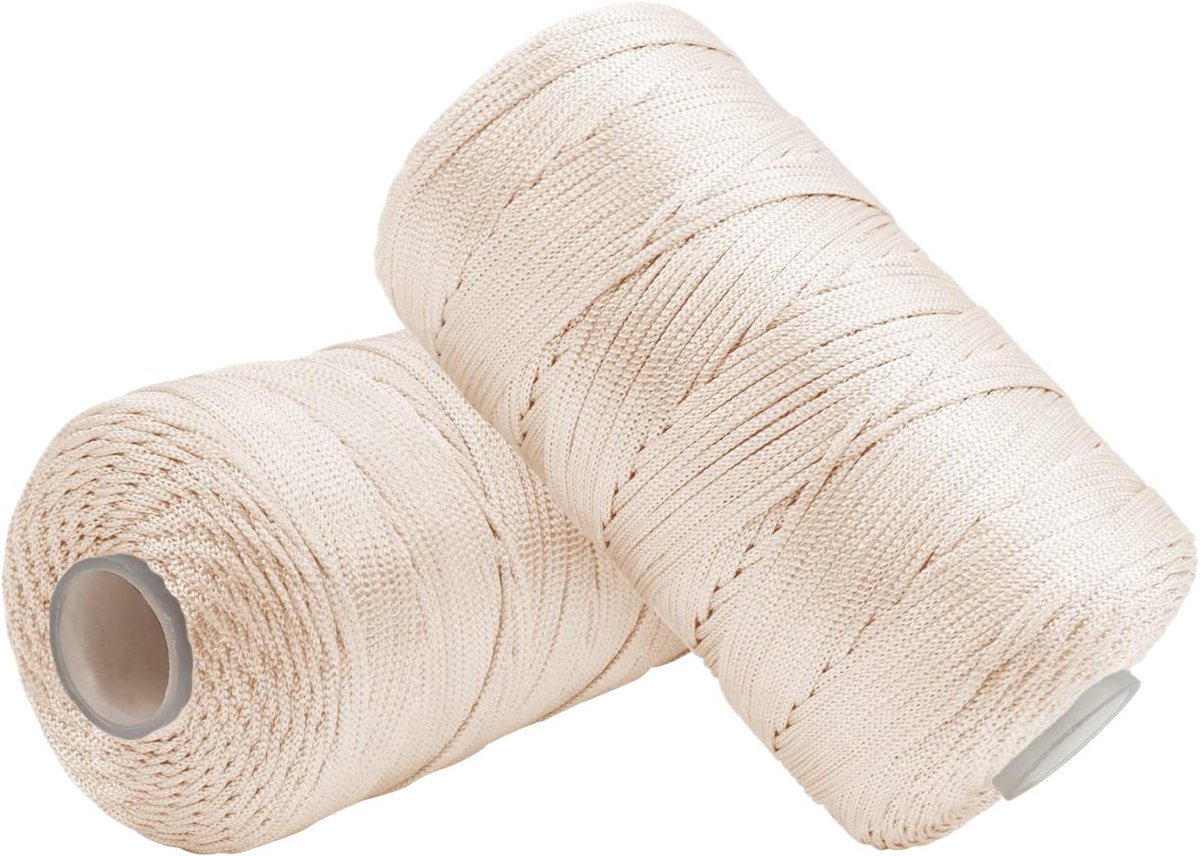 Macrame koord 1,5 mm x 400 m, nylon macramé garen voor haken en breien, beige macramé string knutseltouw voor wandhangers, dromenvangers, sieraden maken, doe-het-zelf knutselprojecten