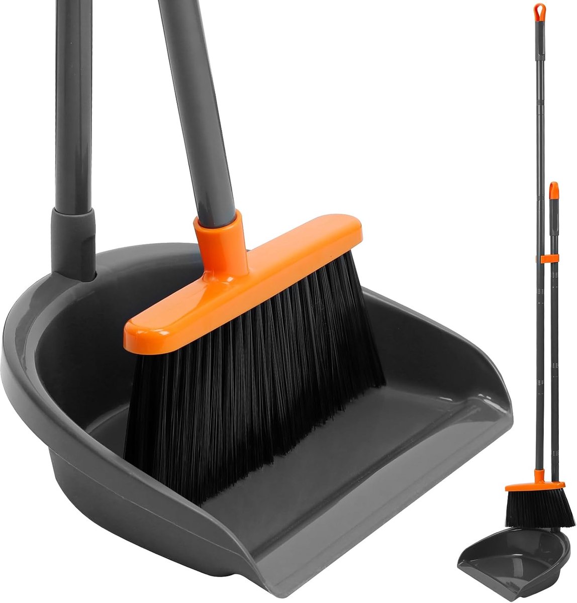 Lichtgewicht staande Broom en Dustpan Combo, 132 cm Indoor Broom met Dustpan Combo Set voor Thuis Keuken Kamer Kantoor Lobby