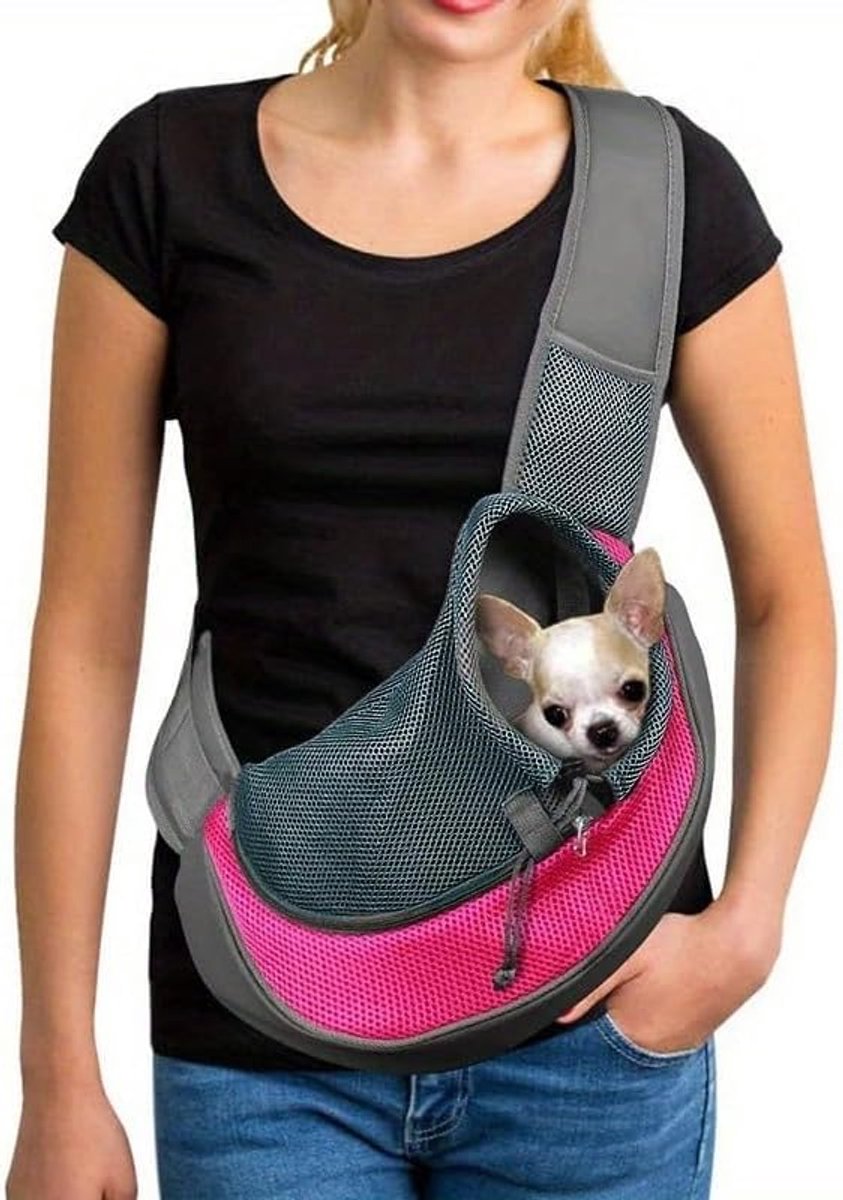 Draagdoek, kleine hond, draagtas, puppyschoudertas, huisdiertransporttas met verstelbare schouderriem, hondendraagtas, mesh, hondendrager, outdoor, kattendrager, kleine dieren, hondendraagdoek voor op