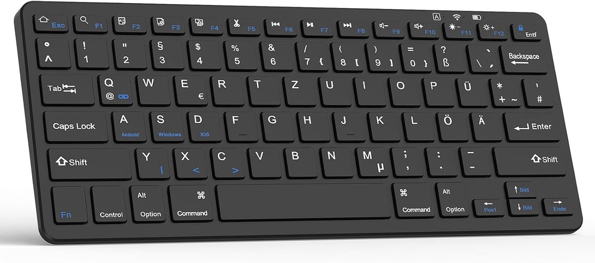 Bluetooth-toetsenbord, Duitse lay-out QWERTZ, mini draadloos toetsenbord voor iPad en andere tablets (Samsung, Android, Windows)