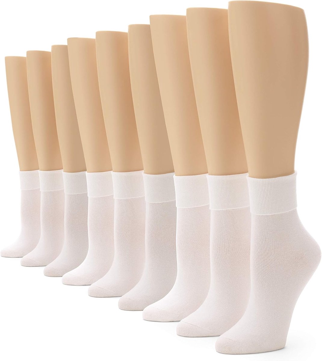 Nonsense womens Cotton Basic Cuff Socks, White - 9 Pair Pack, 4 10 US