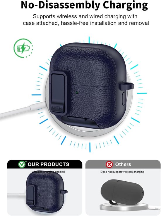 Hoes voor Huawei FreeClip 2 oordopjes, zachte TPU+PC cover, waterdicht, toergy schokbestendig, krasbescherming, eenvoudig te dragen, met sleutelkoord & sleutelhanger en reinigingskit (blauw) — afbeelding 4