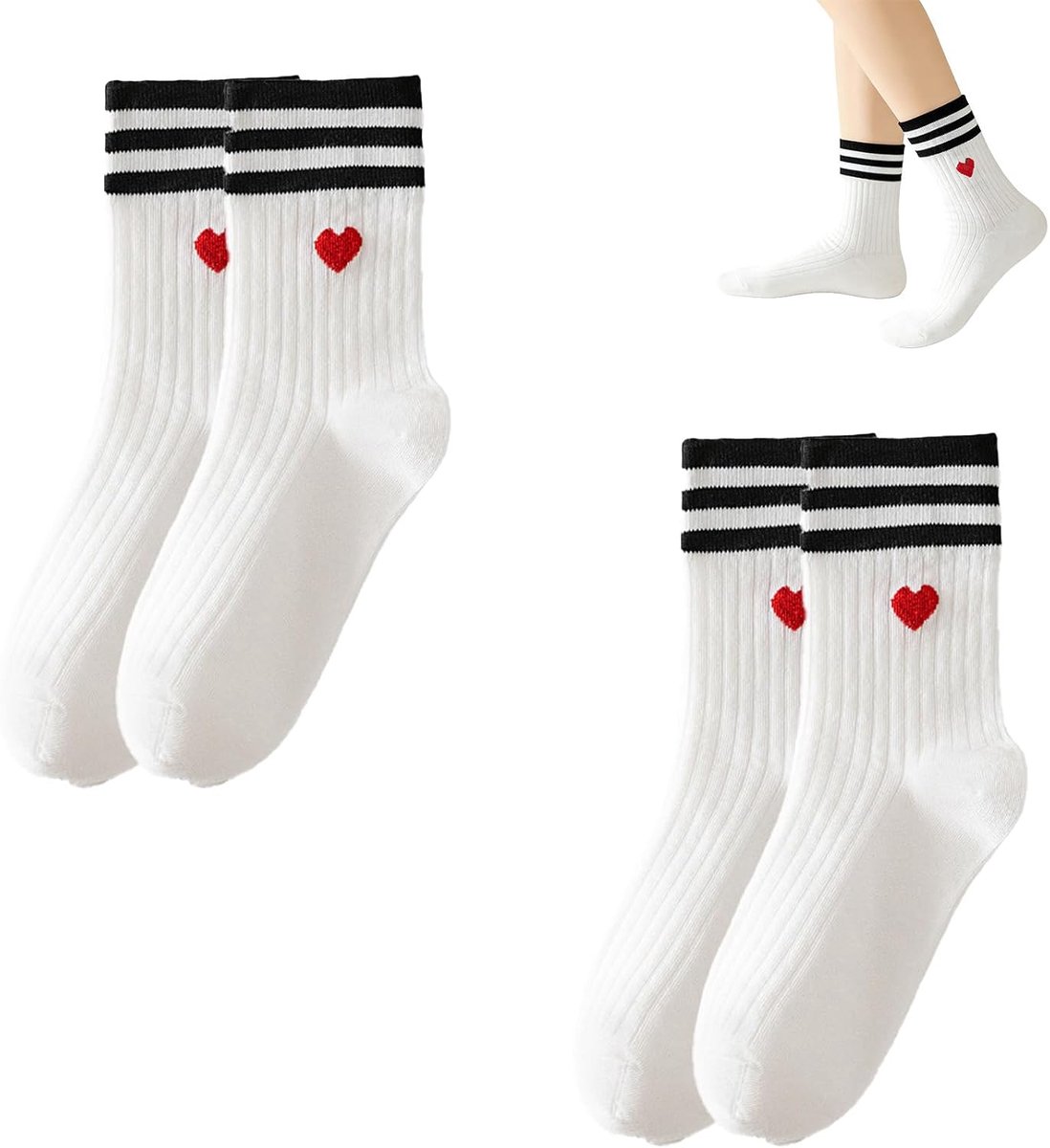 Sokken voor dames, tennissokken met motief, sportsokken voor dames, maat 39-42, grappige sokken voor dames, met strepen, tennis, sportsokken, hart voor vriendin, partner, vrouwen