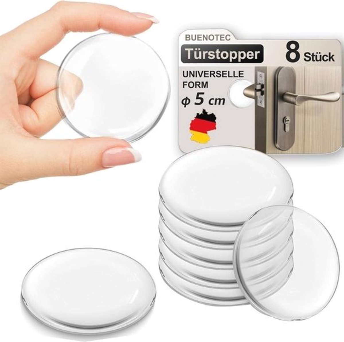 Zelfklevende deurstopper - Transparante wandbescherming - Voor muur en deur - 8 stuks