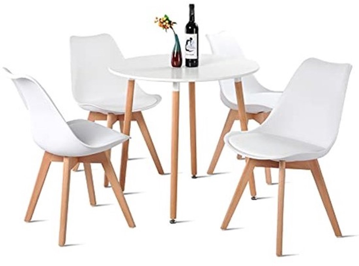 Moderne eettafelset met 4 stoelen - Houten tafel - Scandinavisch design