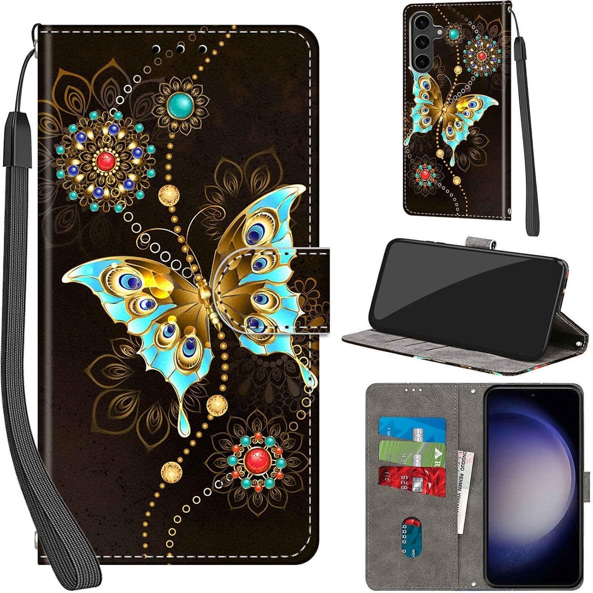 Hoesje voor Samsung Galaxy S24 Plus, Groene vlinder
