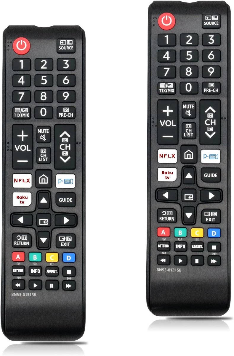 2-pack universele afstandsbediening voor alle Samsung Smart TVs, Crystal UHD, Neo QLED, The Frame & 4K/8K televisies – Vervanging voor originele BN59-01315B, Smart TV afstandsbediening, sneltoegang