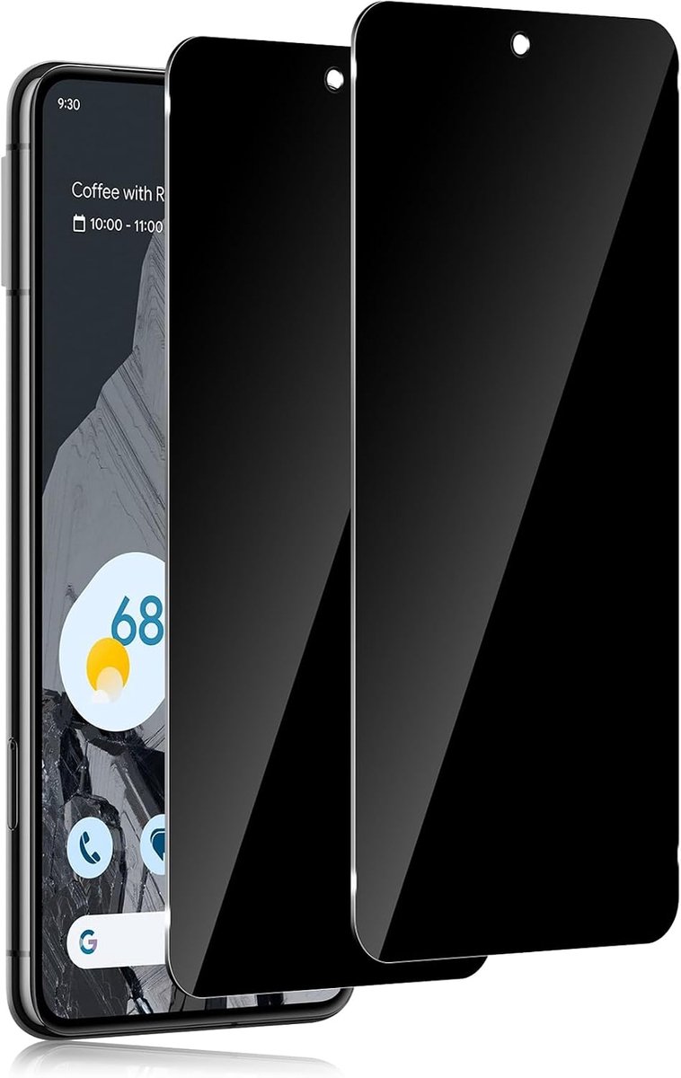 Beschermfolie voor Google Pixel 8 Pro, pantserglas, inkijkbescherming, 9H hardheid, privacyfolie, luchtbelvrij privacy-veiligheidsglas, volledige afdekking, anti-spy pantserbescherming, glas, 2