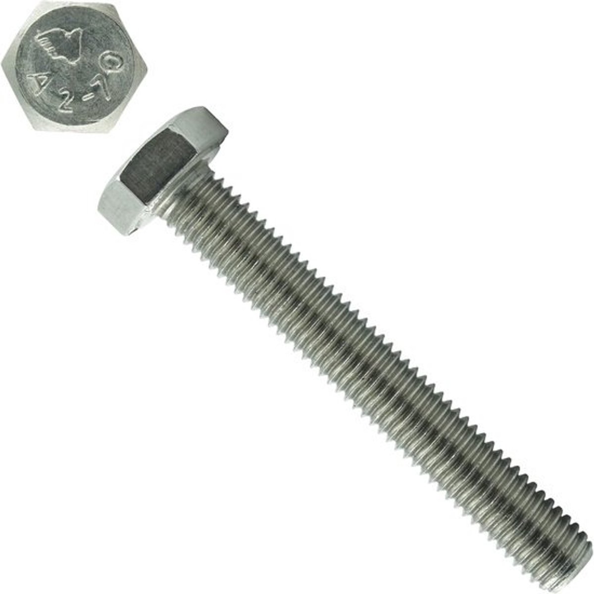 Zeskantschroeven - Buitenzeskantbouten - Voor metaal- en machinebouw - Volledig schroefdraad - M6 x 10 mm - Roestvrij staal