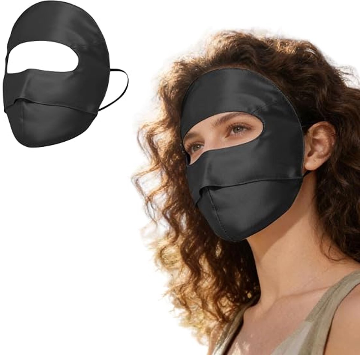 Beschermend zijden gezichtsmasker Geschikt voor buitensporten, ademend en dun, Geschikt voor vrouwen met een paardenstaart.
