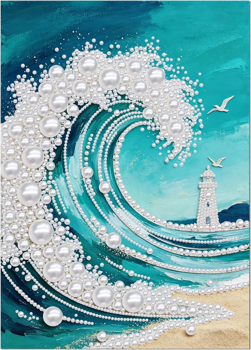Diamond Painting Golf, 5D parelschilderset, diamond painting afbeeldingen met zeegolvenmotief, parelschilderkunst, doe-het-zelf knutselset voor beginners en volwassenen, creatieve wanddecoratie