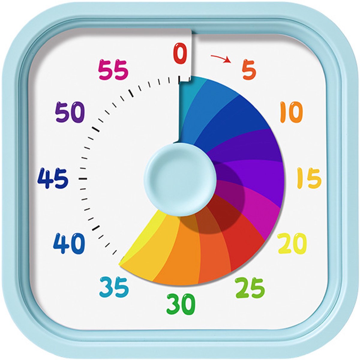Visuele timer voor kinderen en volwassenen -Home Editie - Visuele Timer voor huiswerk, school-, kantoor- en vergaderingen met stille werking - 60 minuten - 8.8 x 8.8 x 5.2 CM - blauw
