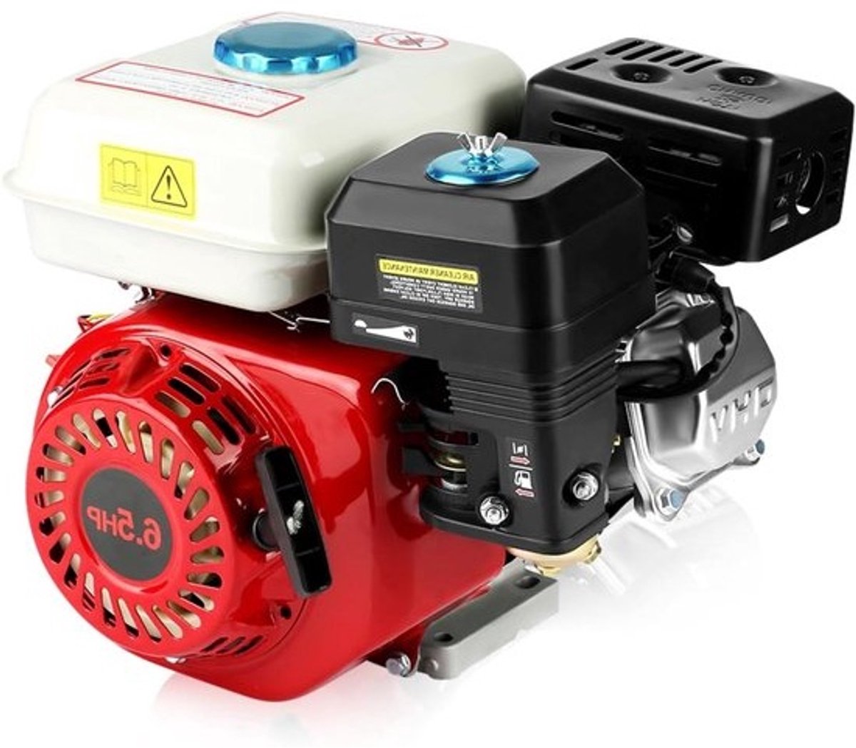 Benzinemotor van 6,5 pk met kabelstarter - Gemakkelijk te starten - Laag olieverbruik - Uitstekende luchtaanzuiging | 4-taktmotor - 168F - OHV - Brandstoftank van 3,6 liter