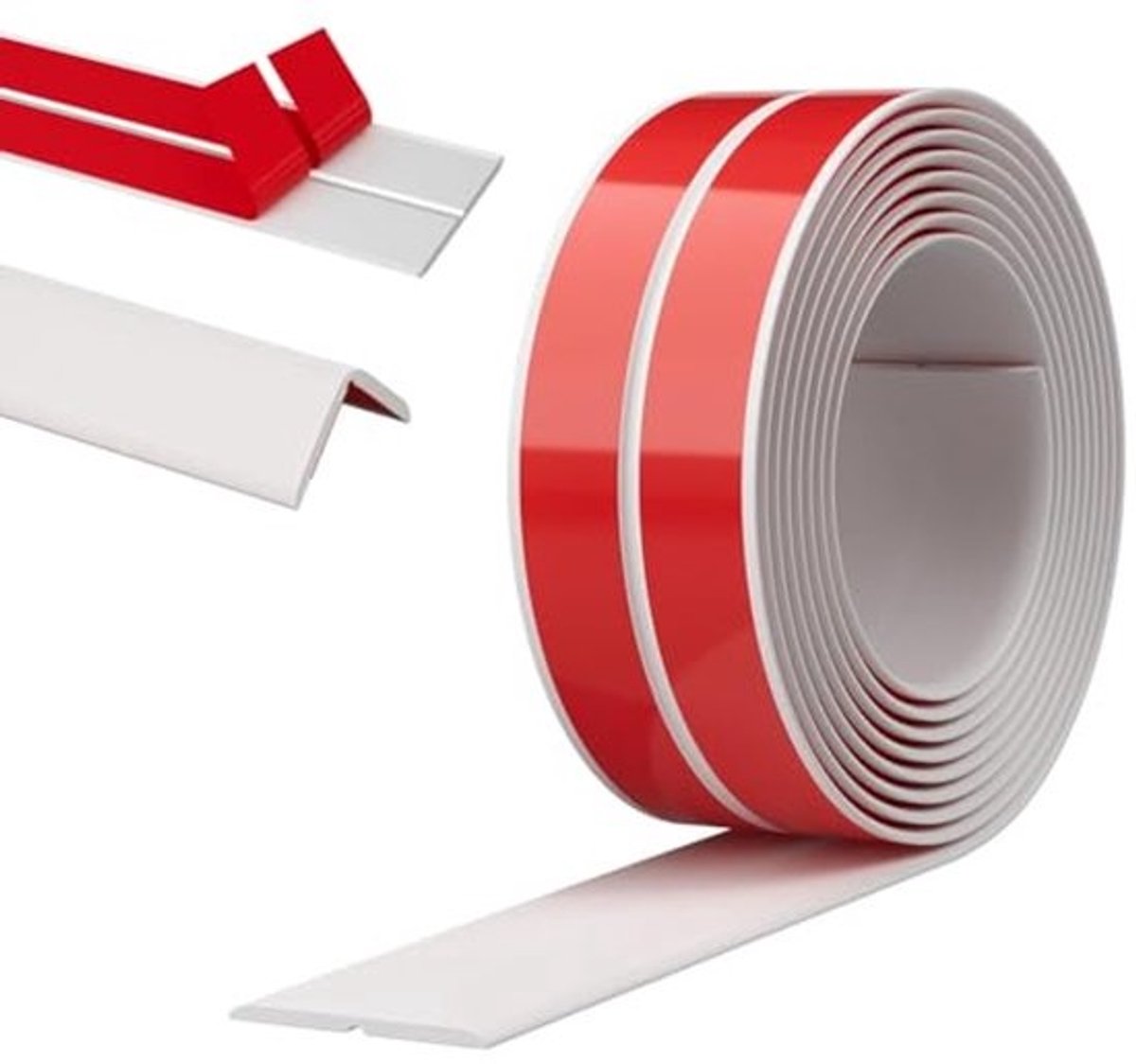 Zelfklevende randbescherming - Voor muren, deuren en ramen - Flexibele plint - Wit - 2 cm x 8 m