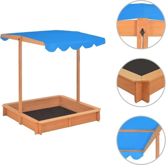 Zandbak Hout met verstelbaar dak UV50 - Zand bak buiten - Speelbak zand -  Zandbak Tuin | bol.com