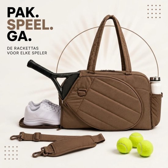 Padeltas - Sporttas - Padel Rugzak - Padelzak - Bruin Padeltas - Sporttas - Padel Rugzak - Padelzak - Bruin