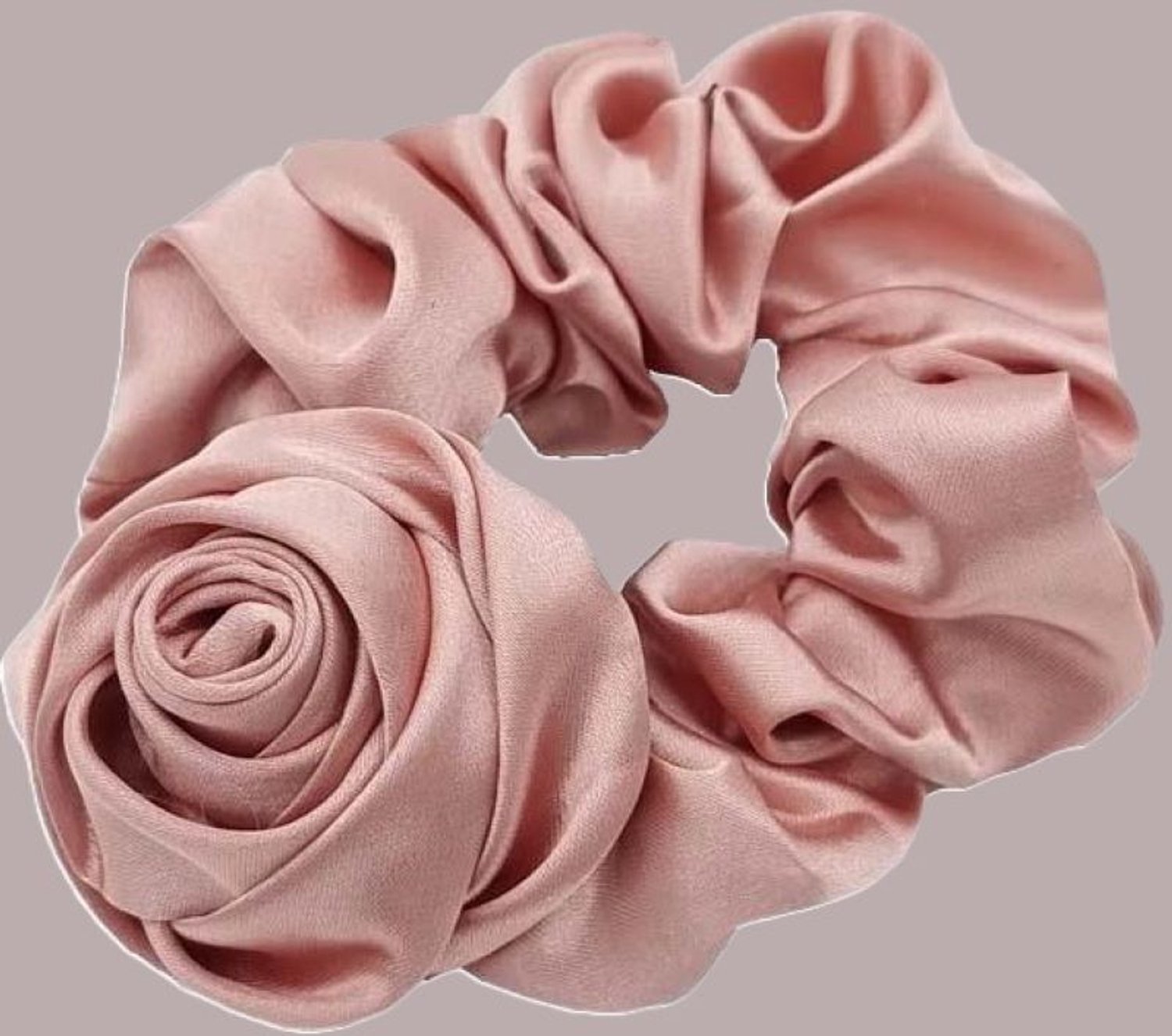 Zenner roos scrunchie - roze - satijn glanzend