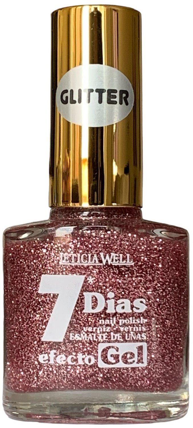 Leticia Well - Nagellak - Transparant met roze mini glitters - 1 flesje met 13 ml inhoud - Nummer 209