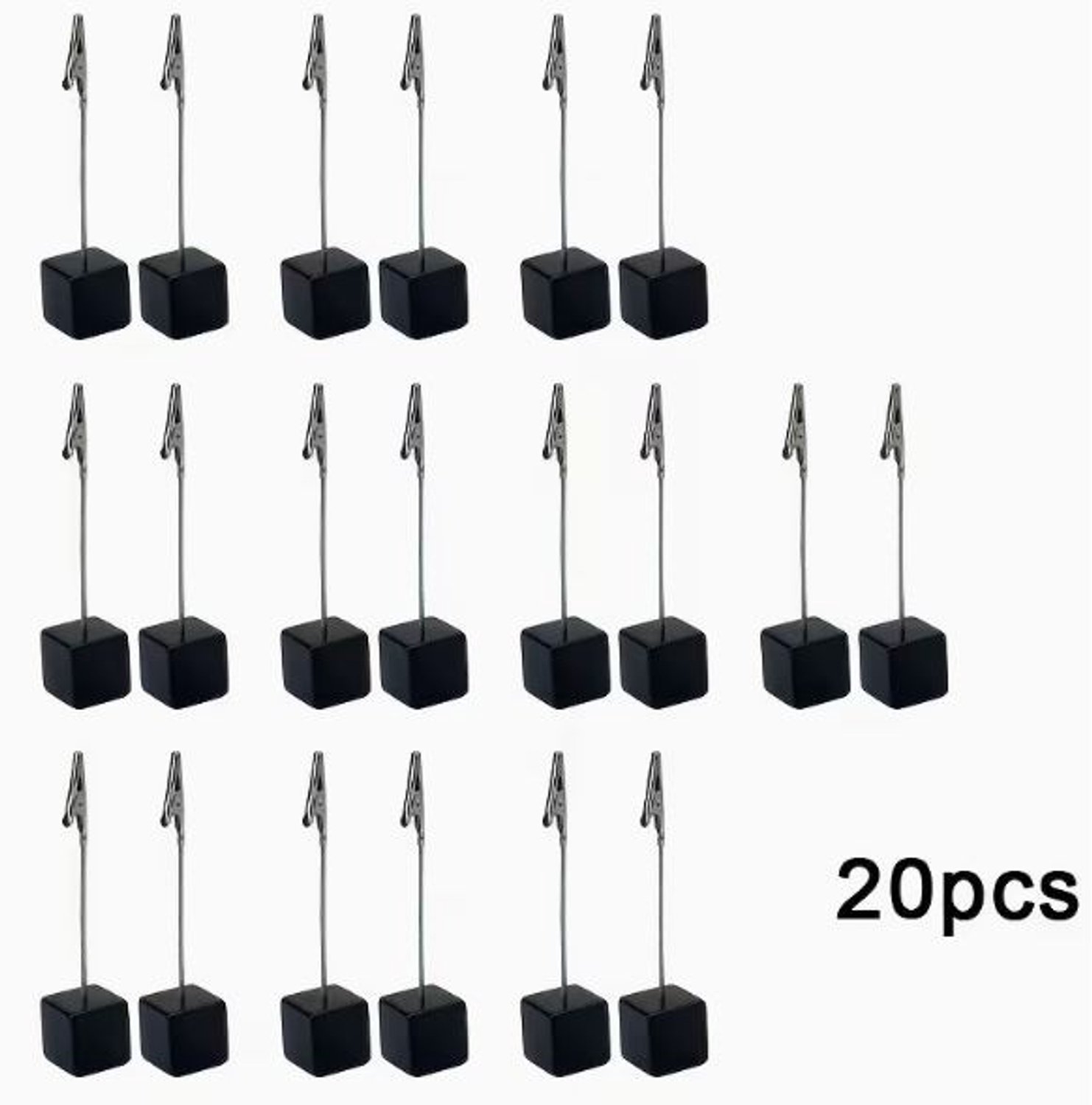 Set van 20 Houten Fotohouders – Zwart – Met Klem – Tafelkaart Houder / Foto Clip / Notitiehouder