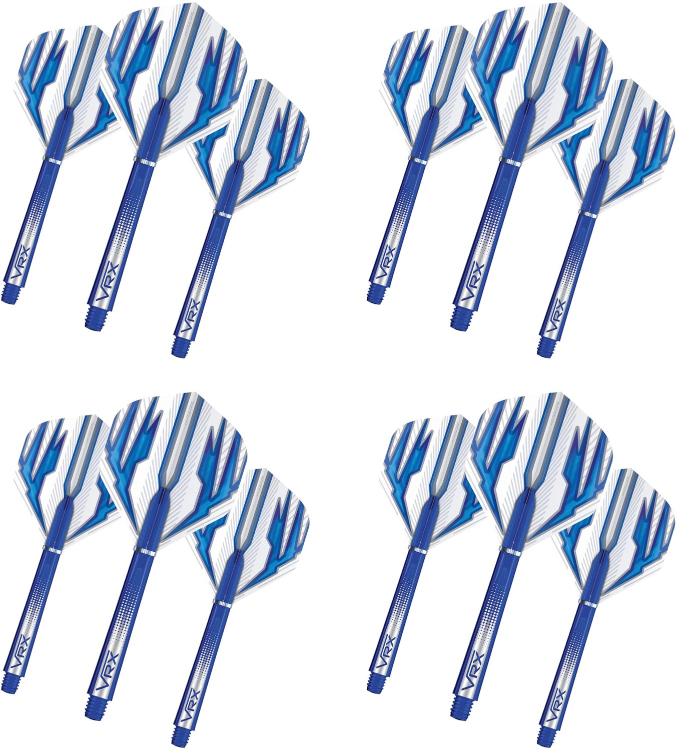 Dart Flight & Stems Combo - 4 sets standaard vluchten en 4 sets middelgrote VRX stelen per pakket