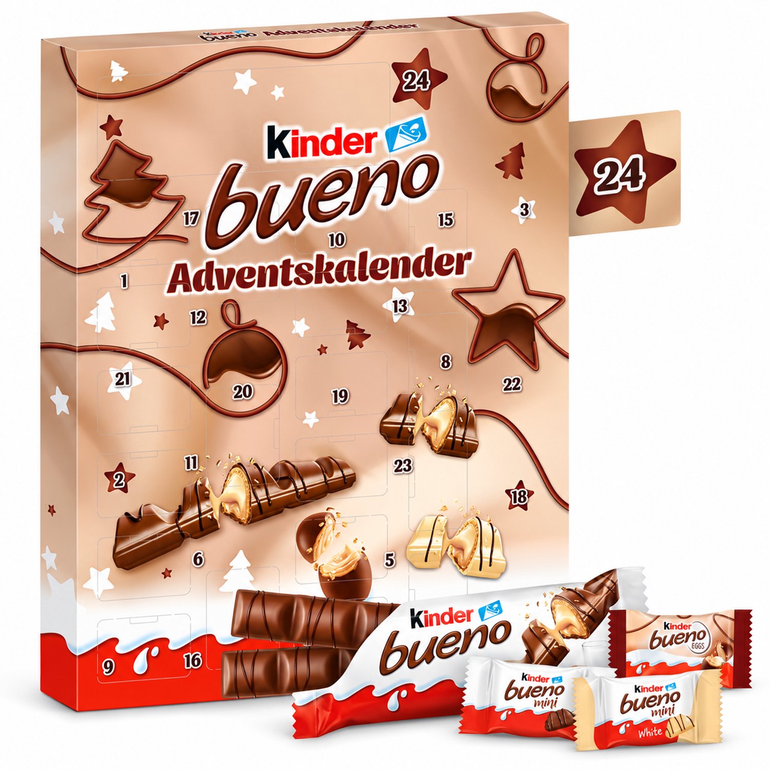 Kinder Bueno Advent Calendar 2026 – Christmas Chocolate Countdown Calendar – Festive Chocolate Treats – Christmas Gift for Kids, Family & Chocolate Lovers