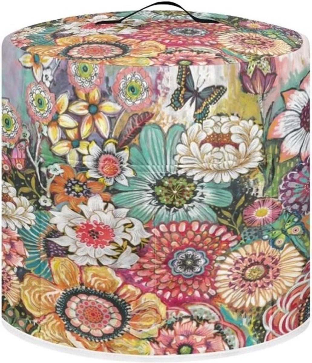 Apparaathoes - Beschermhoes voor keukenapparaten - Ter bescherming van apparaten - Met opbergvak - 8 liter - Roze bloemenprint