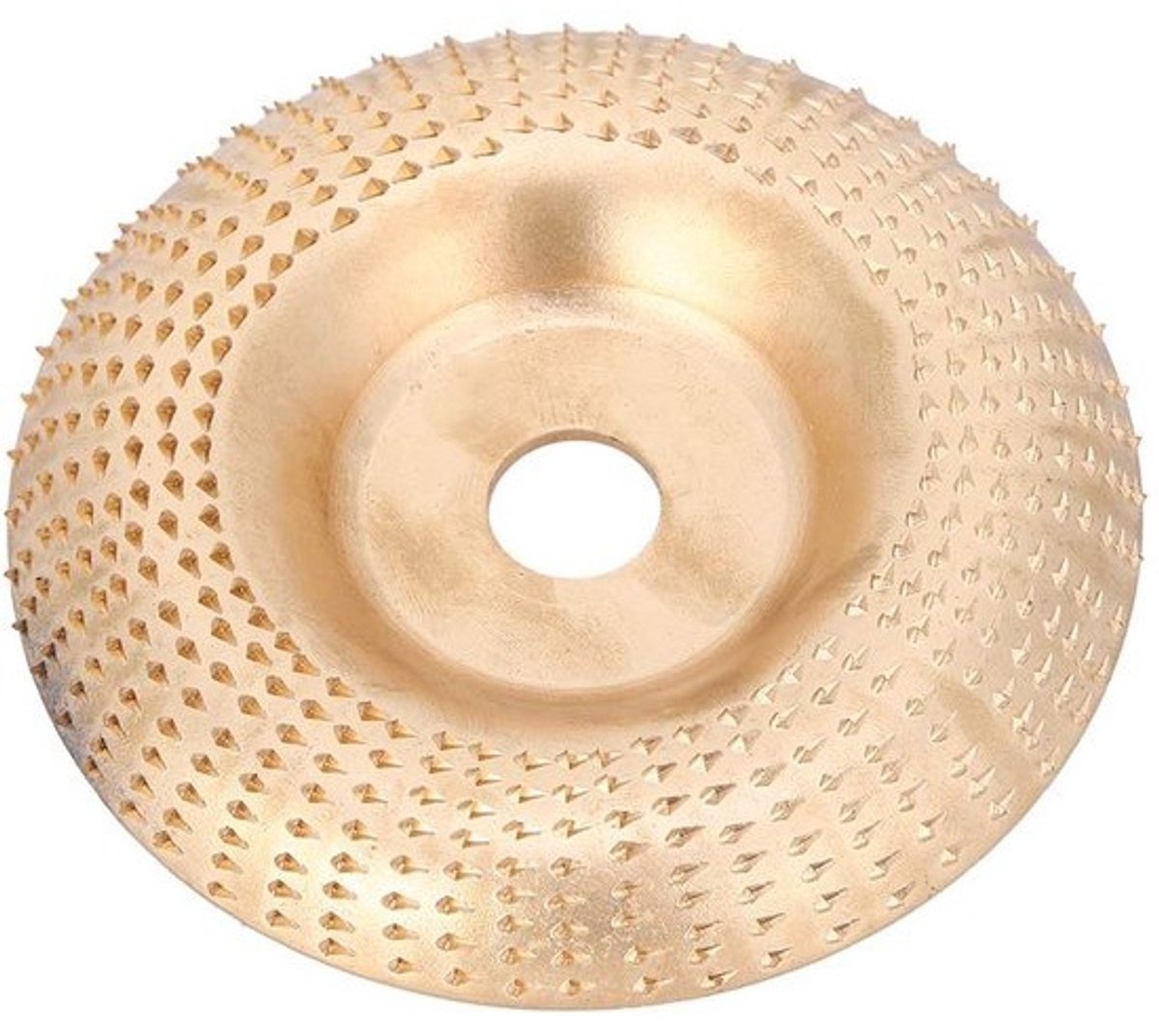 Slijpschijf voor houtsnijwerk - Metaalschijf voor vormgeven - Voor het verwijderen van materiaal - Duurzaam wolfraamcarbide - Diameter 100 mm - Goudkleurig