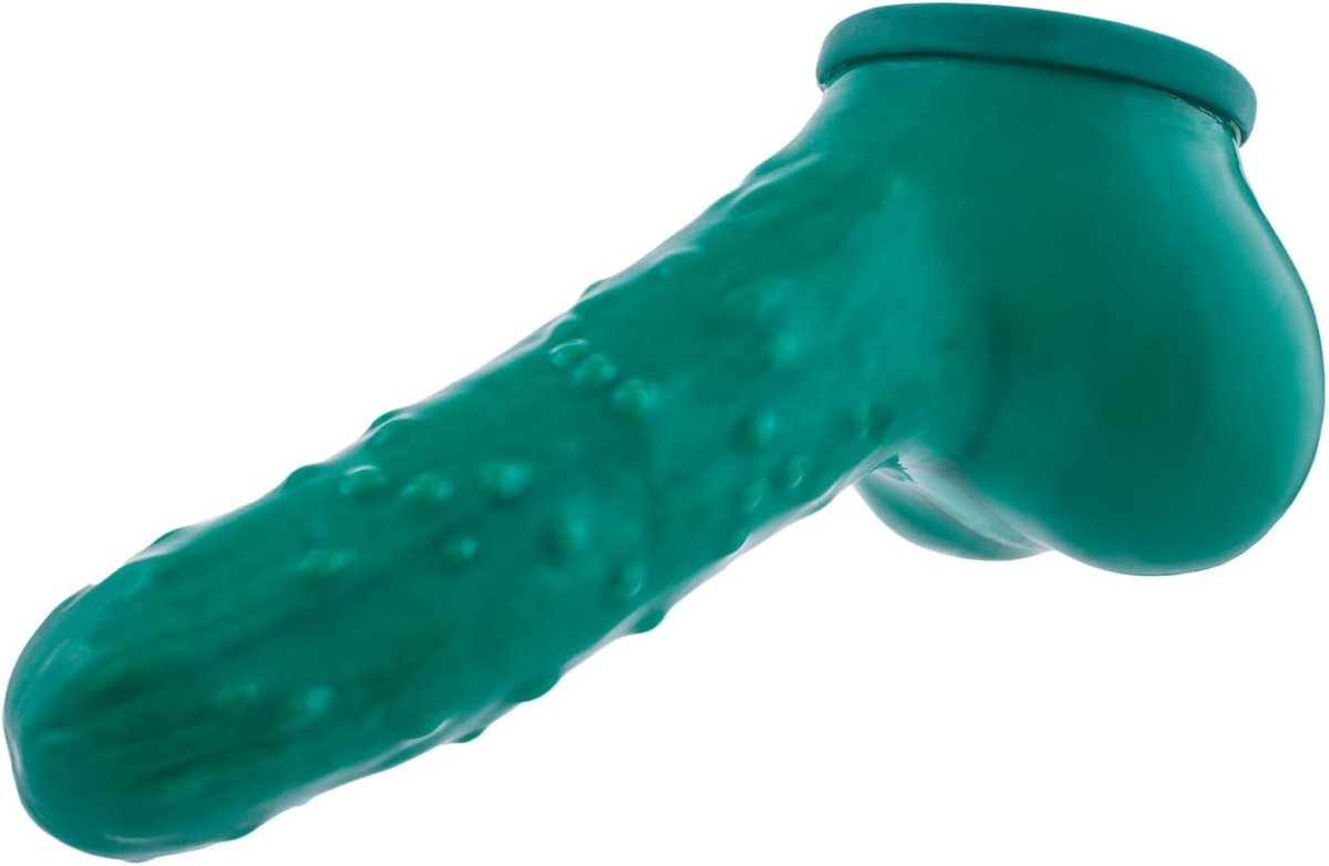 Latex sleeve komkommer design 15 cm - met scrotum - voor volledig omhulsel - ShopVlot