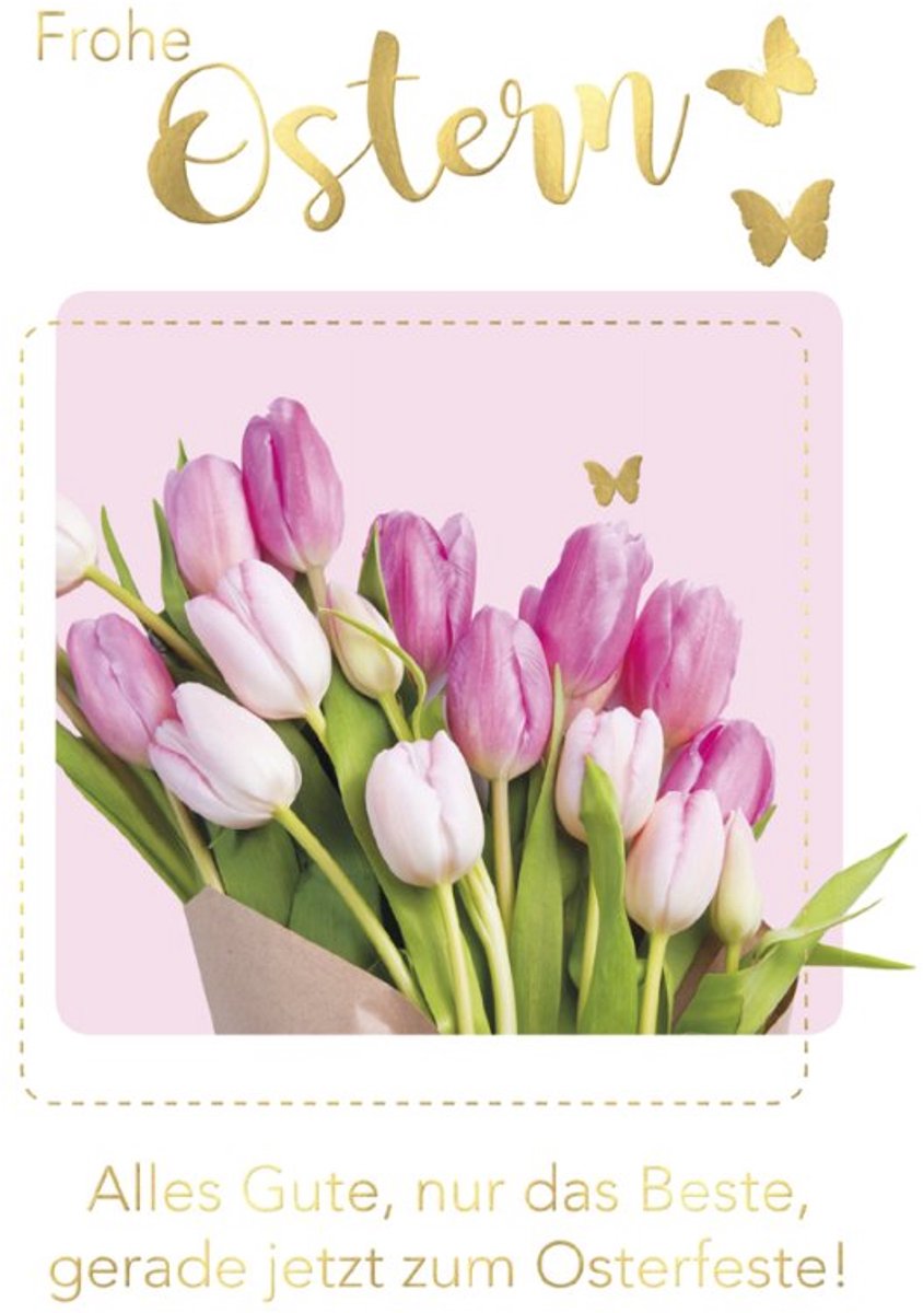 SUSY CARD paaskaart Tulpen, roze, 115×170 mm, gefolieerd