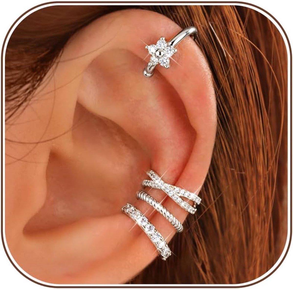 ADRAMATA 4 Paar Ear Cuff Zonder Gaatjes voor Dames - ShopVlot