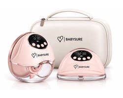 BabySure - Slim Met Sensor Elektrische Draadloze Borstkolf – Handsfree, Draagbaar en BPA-Vrij – Dubbele Kolf in Stijlvol Roze voor Ultiem Comfort en Gemak