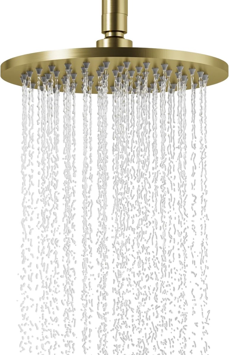 Regendouchekop 8 inch - geborsteld goud - 360 graden verstelbaar - ultieme spa-ervaring thuis - ShopVlot