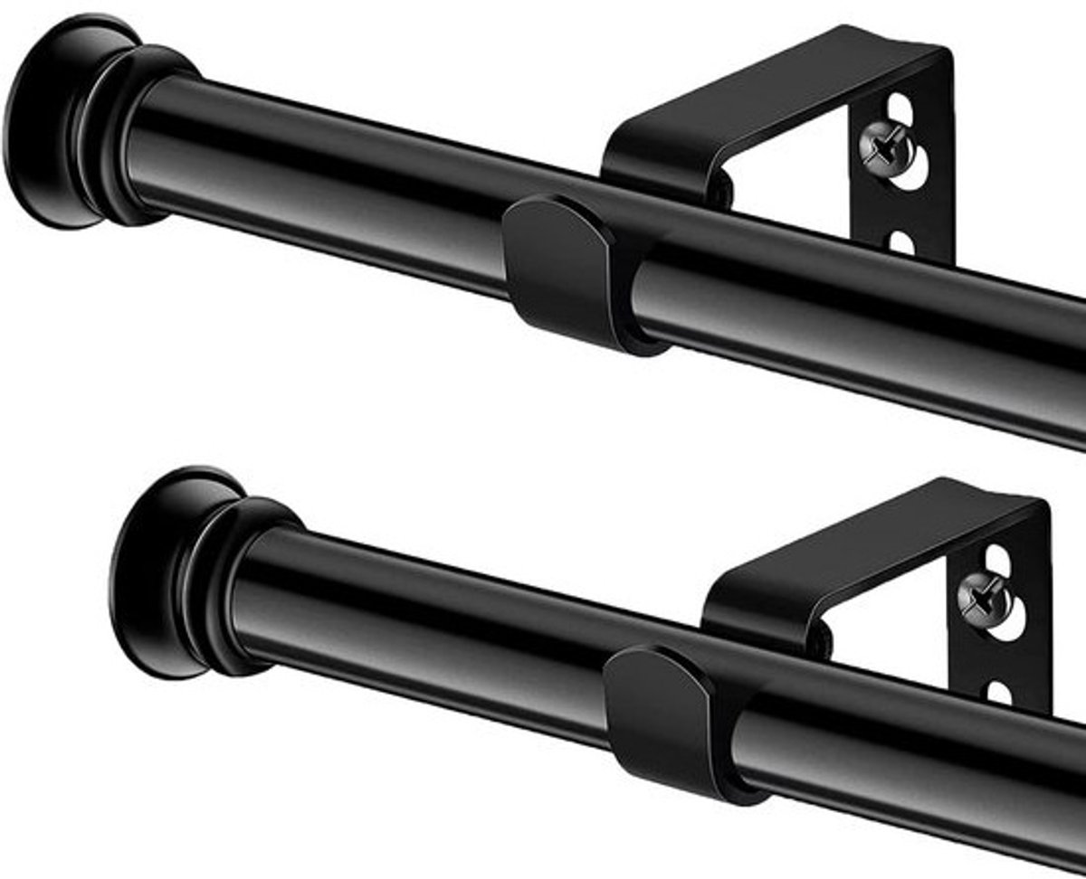Set van 2 zwarte gordijnroeden 80-100 cm met beugels - woonkamer en slaapkamer