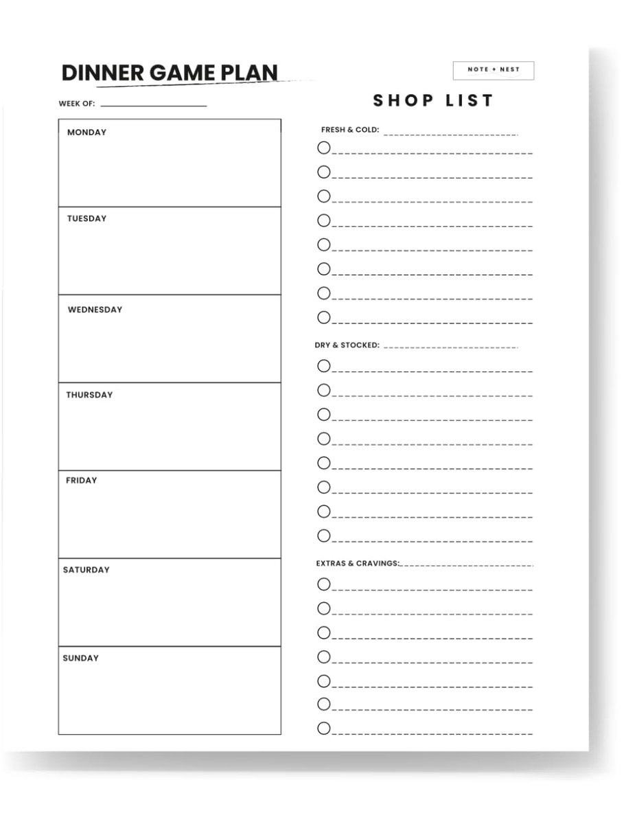 Dinner Game Plan: Weekly Meal Planner & Grocery List Organizer, Plan Meals, Prep Ingredients & Save Time in the - ShopVlot