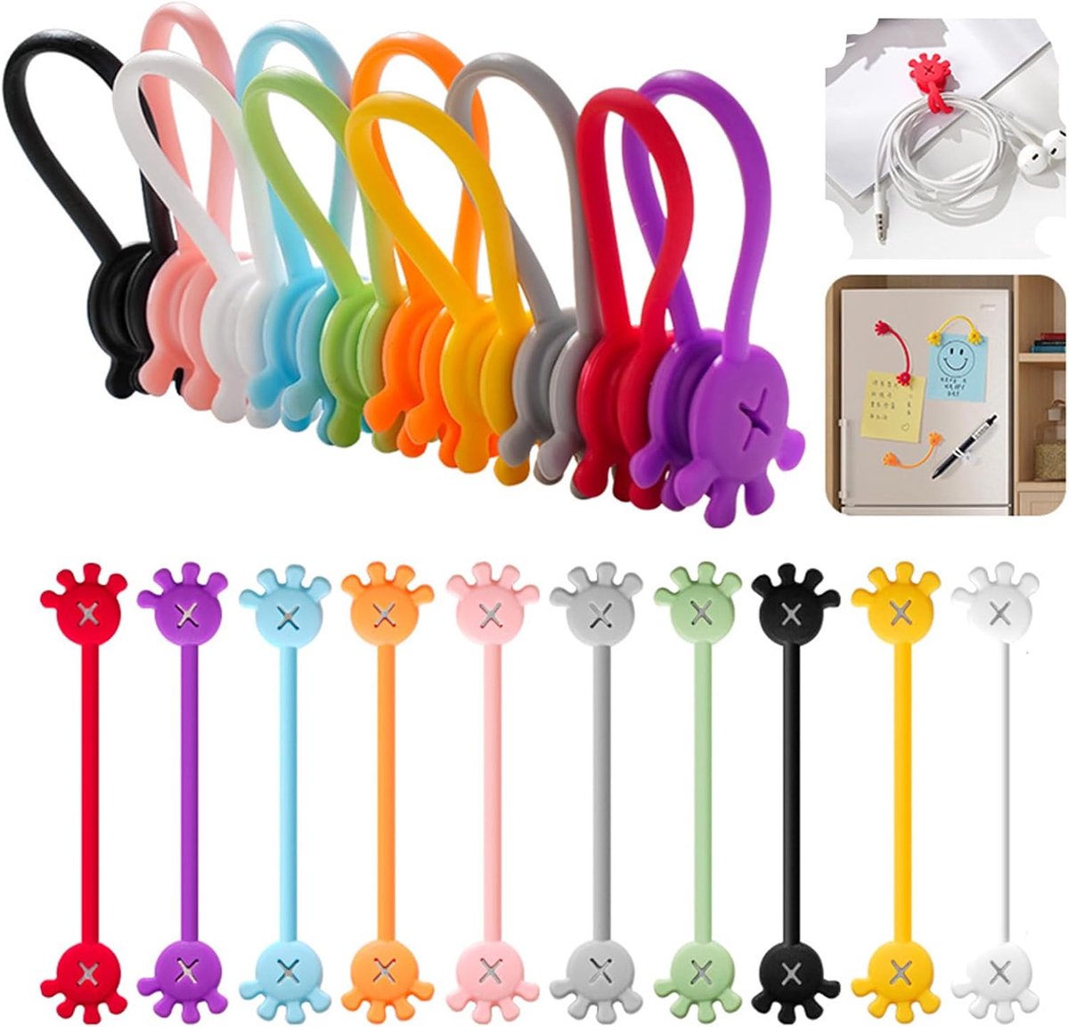 Magnetische kabelbinders 12 cm - siliconen kabelclip - herbruikbaar - ideaal voor het organiseren van kabels - ShopVlot