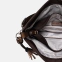 Open bruine Emily & Noah tas met logo-voering en kwastdetail.