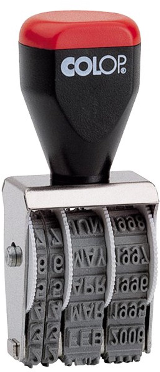 COLOP datumstempel met maandnamen voluit, 3 mm datumhoogte, metalen beugel