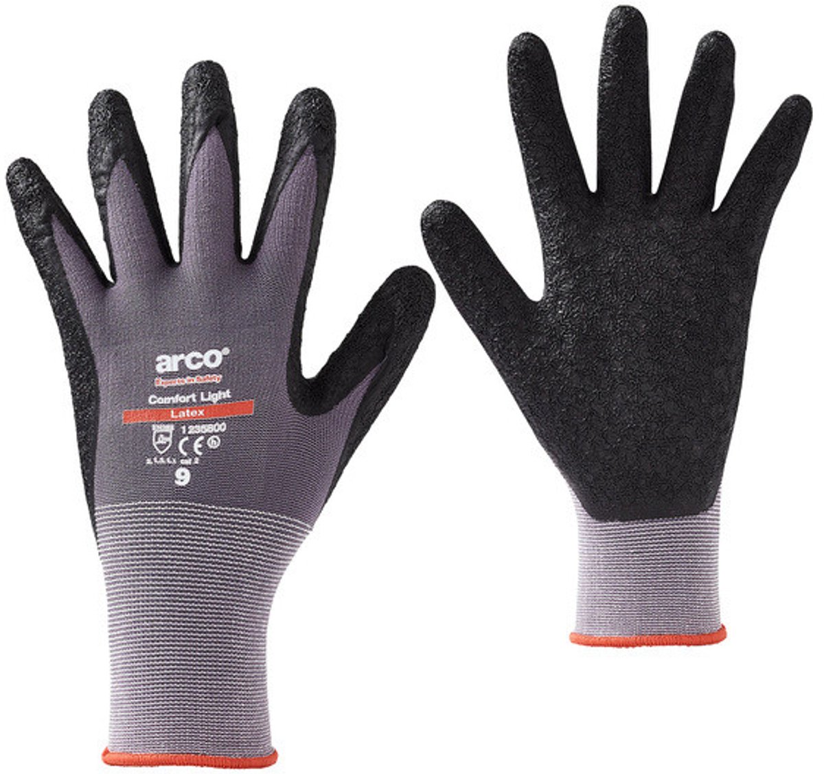 Arco Comfort Light Latex Gecoate Werkhandschoenen – Nylon – Ademend – Flexibel – Olie- en Vetbestendig – EN 388 – EN ISO 21420 – Maat 9 (L)