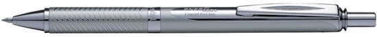 Pentel EnerGel Sterling BL407 gelroller met zilverkleurige metalen behuizing en fijn gripdetail.