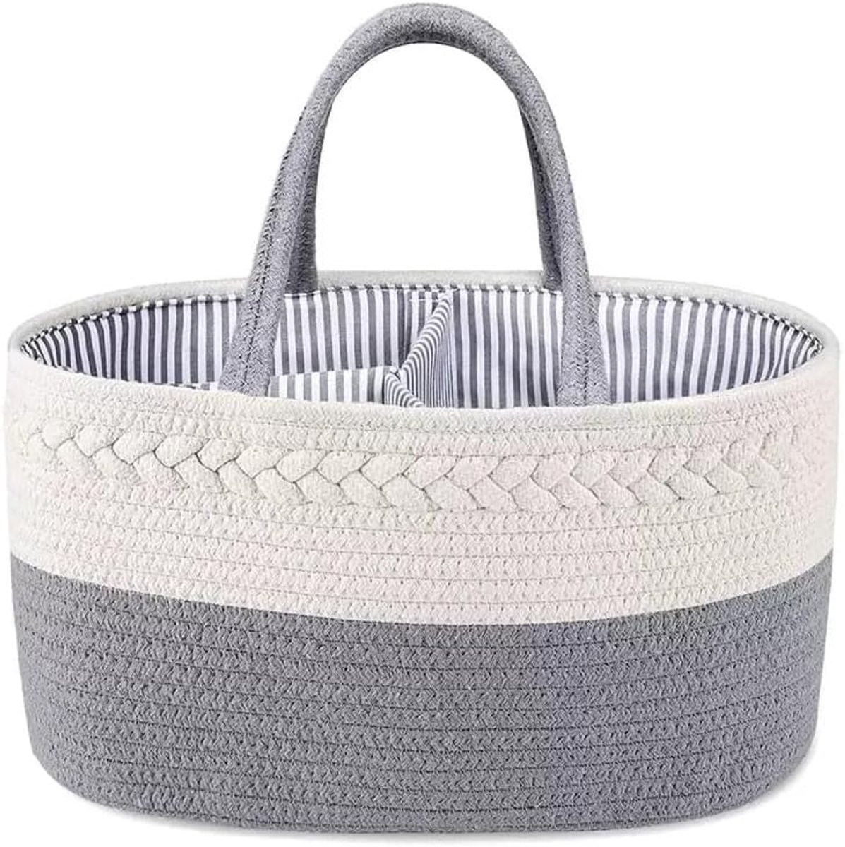 HisKes Luieropbergmand - Luier organizer - Luiertas - Opbergmand voor Opbergmand voor zwangerschaps - Grote opbergmand voor babybenodigdheden - Geschikt voor het opbergen van luiers, billendoekjes, flesjes en speelgoed - 36*22*18 cm - Grijs